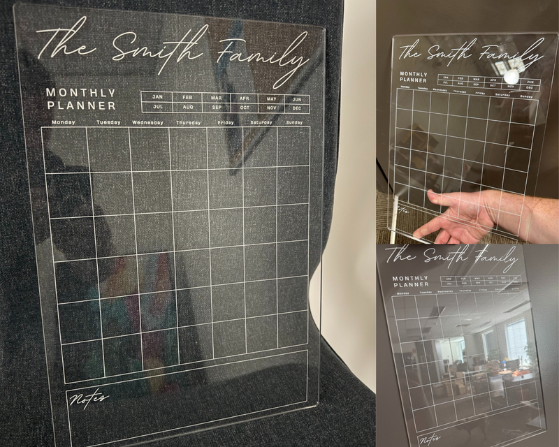 Acrylic Fridge Monthly Planner - with notes and shopping list sections image 0