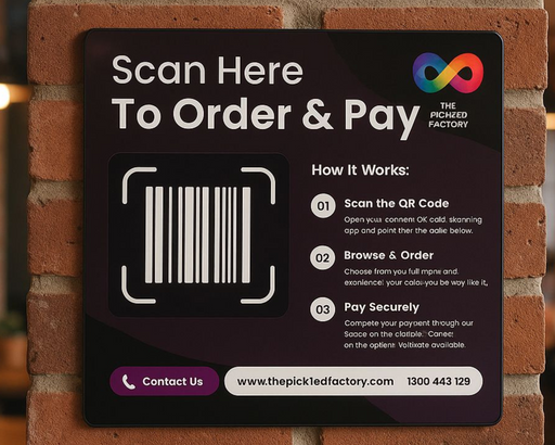 Scan to Order & Pay Signs – Custom UV Printed Acrylic image 0