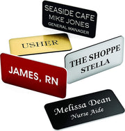 Custom Acrylic Name Badges - Personalised Acrylic Name Tag with 3 Lines of Custom Text and Magnet Backing 65mm x 25mm image 1