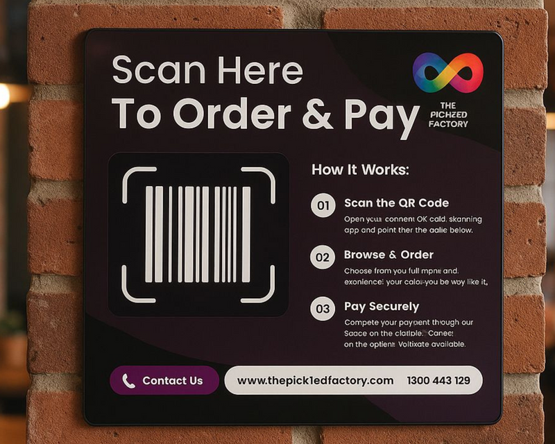 Scan to Order & Pay Signs – Custom UV Printed Acrylic