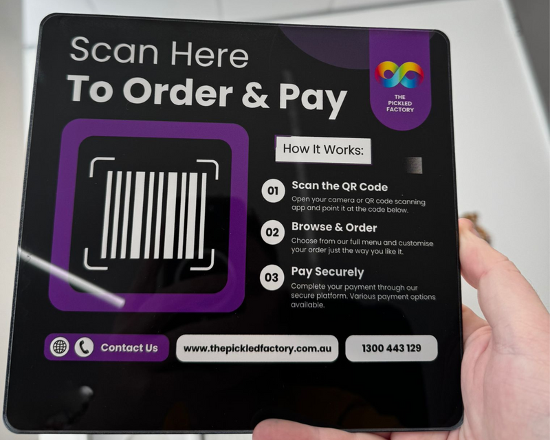Scan to Order & Pay Signs – Custom UV Printed Acrylic image 1