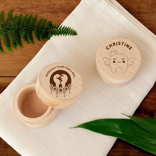 Natural Wood Personalised Tooth Fairy Box image 0