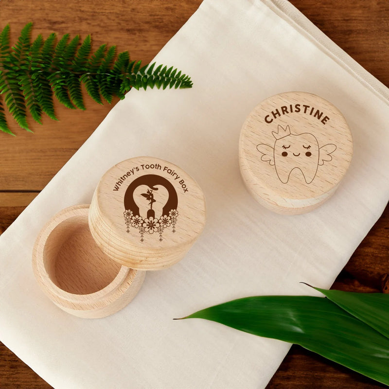 Natural Wood Personalised Tooth Fairy Box